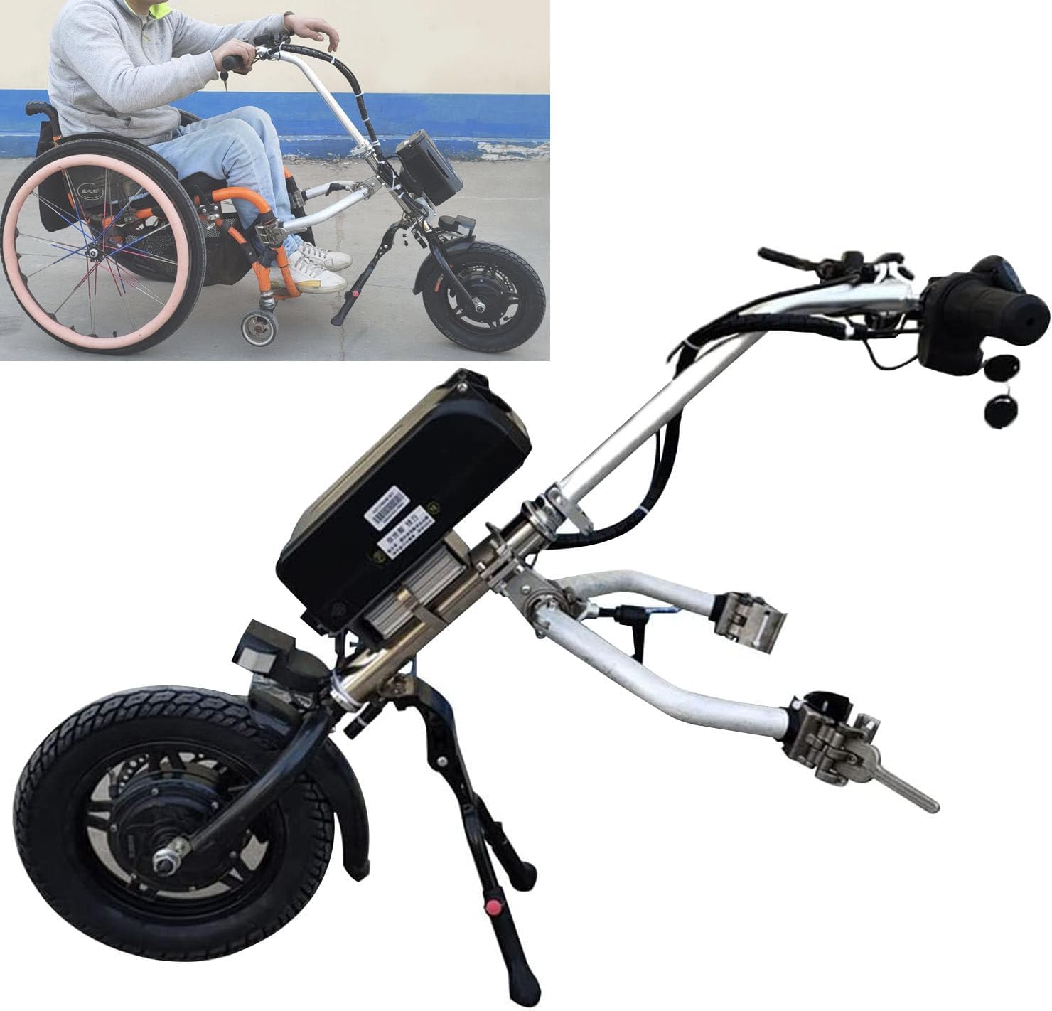 500W Electric Handcycle Wheelchair Attachment, Endurance 90km Handbike