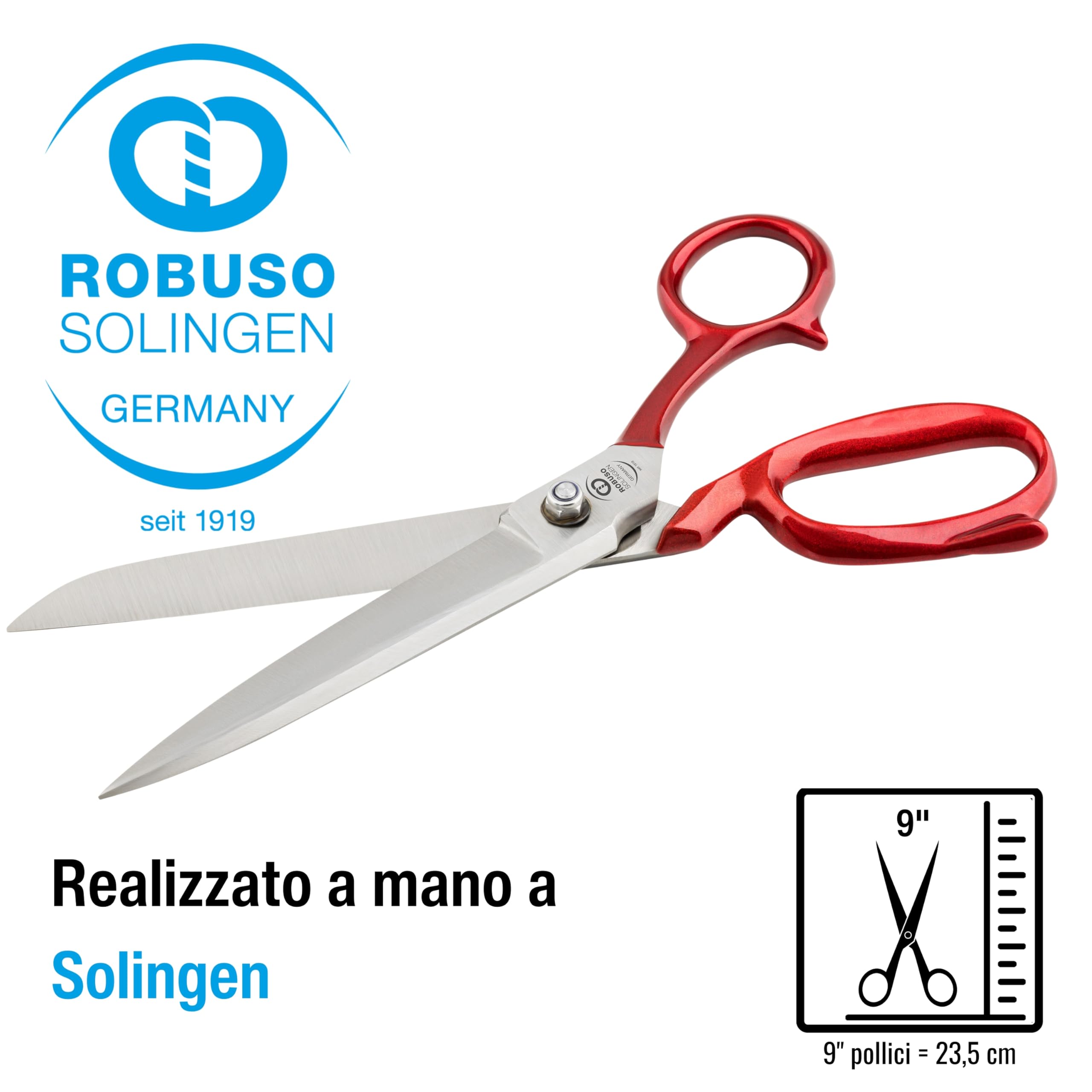 ROBUSO, forbici da sartoria, forbici per tessuti, 1020/C/9" (23,5 cm) – ROBUSO, qualità di Solingen, Germania: forbici in carbonio C60 forgiate e temprate