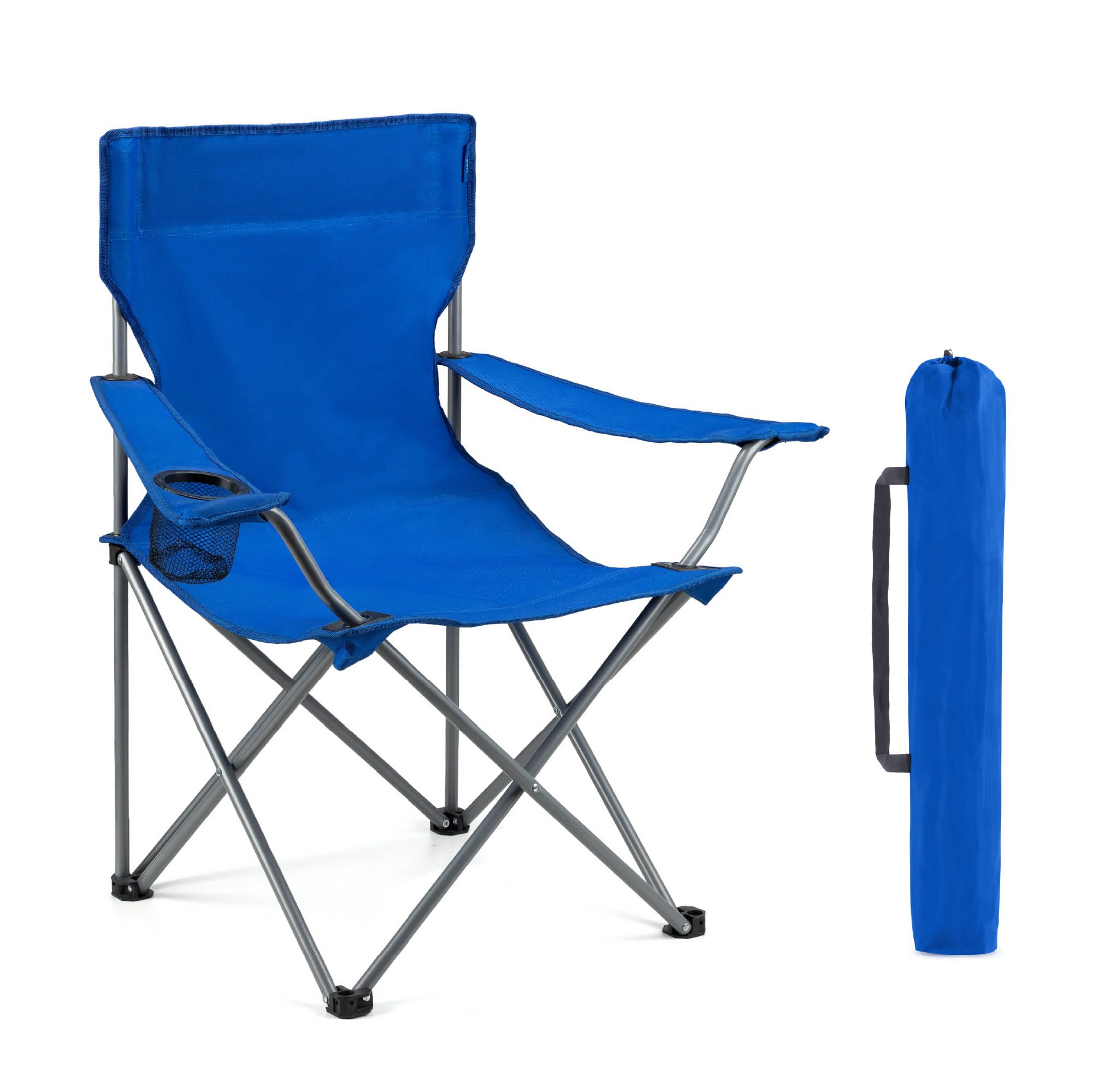 Yello Folding Camping Chair, Outdoor Portable Garden Chair, Lightweight Design Lounger Seat with Cup Holder