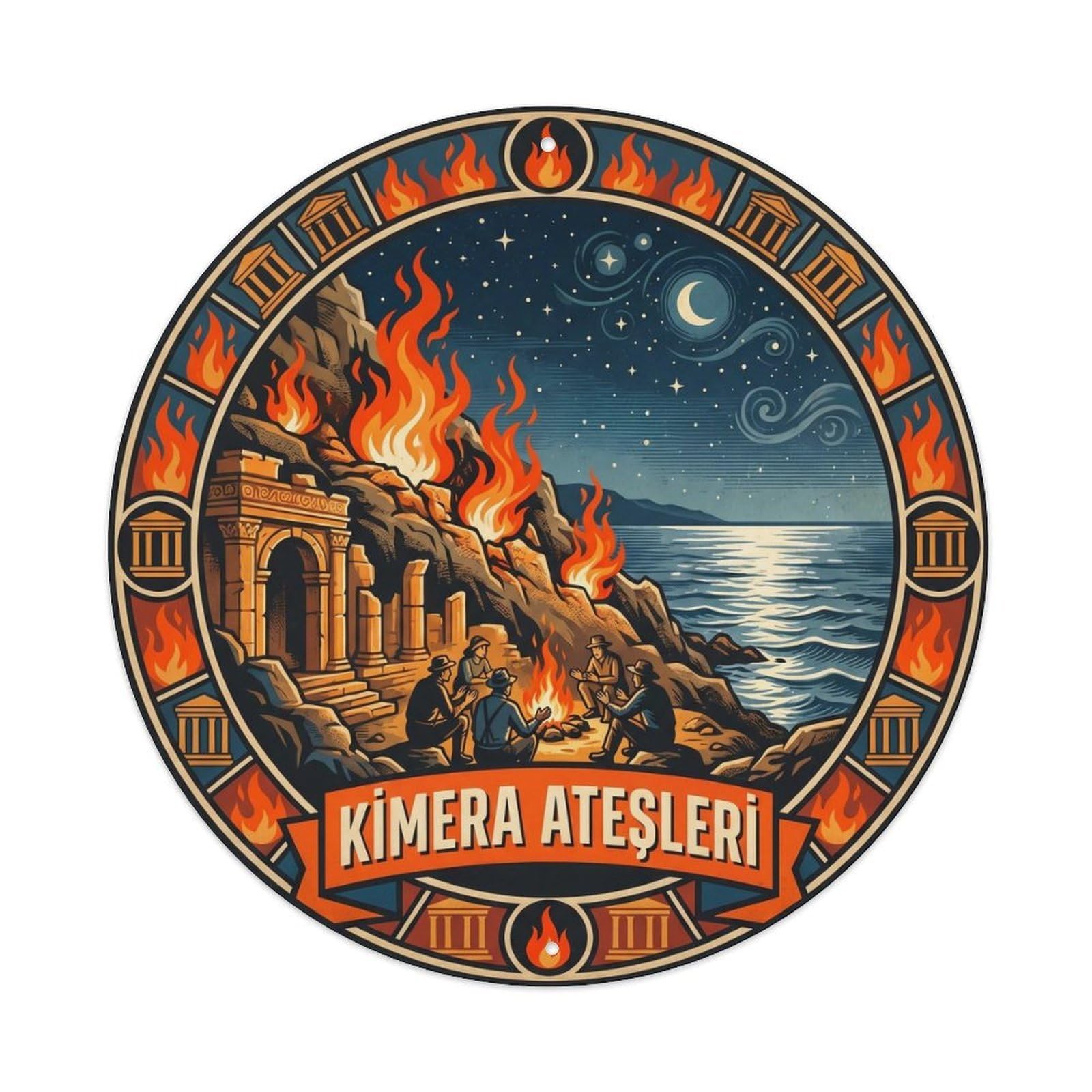 Olympos Chimera Mythic Mountain Flame Turkey Metal Tin Sign