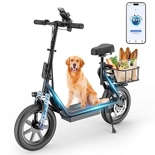 VOLPAM Electric Scooter Adults, Foldable E-Scooter for Adults, 500W Motor, 22 MPH Speed, 27 Mile Range, 14" Tires, Electric Kick Scooter with Seat, Dual/Braking System - Amazon product rated Grade A