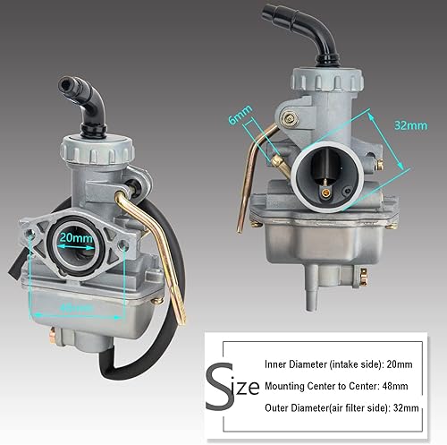 Miniatura 3 de Carburador PZ20 para Taotao NST SunL Kazuma Baja 50cc 70cc 90cc 110cc 125cc Carburador ATV Go karts ciclomotor Scooter 4 tiempos motor 4 ruedas, 110
