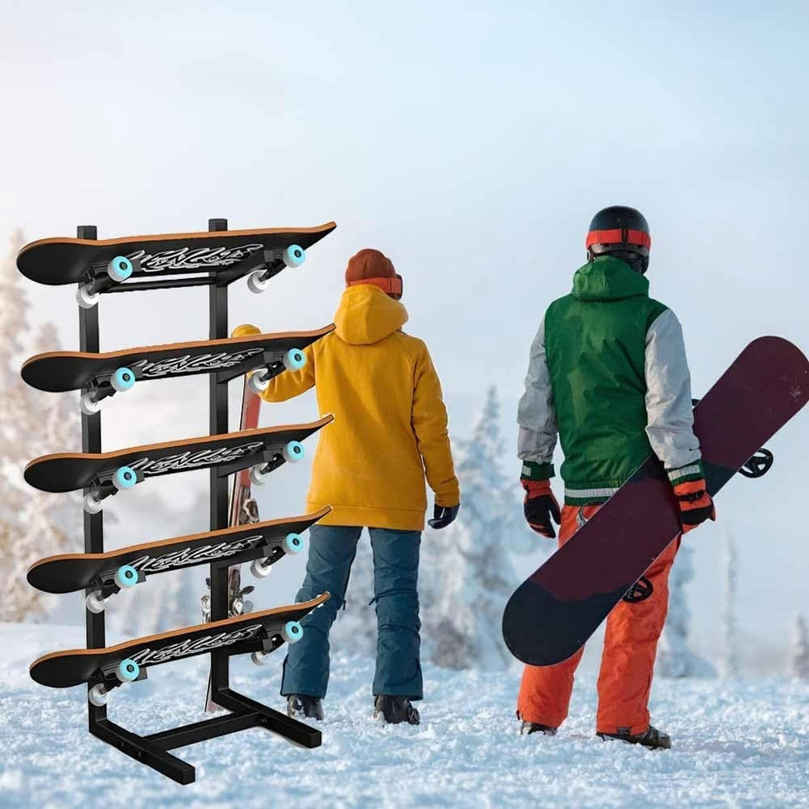 Generisch Snowboard-Aufbewahrungsständer aus Metall – Stehender Organizer für Heim-Fitnessstudio, Präsentationsständer für Sportmatten – Aufbewahrungslösung für Garage/Werkstatt