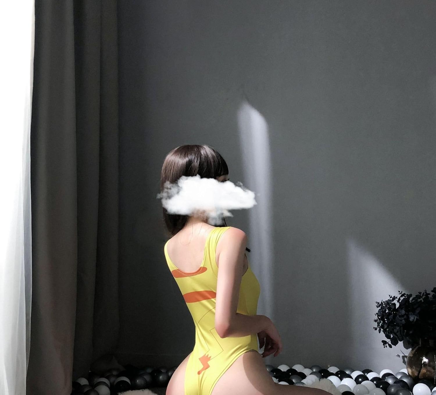 GirlFriend Lingerie for Women Lovely Polyester girl Printed Bodysuit Deep V Neck Teddy Babydoll Backless Mesh Lingerie babydoll Nightwear Swimming Spider costume