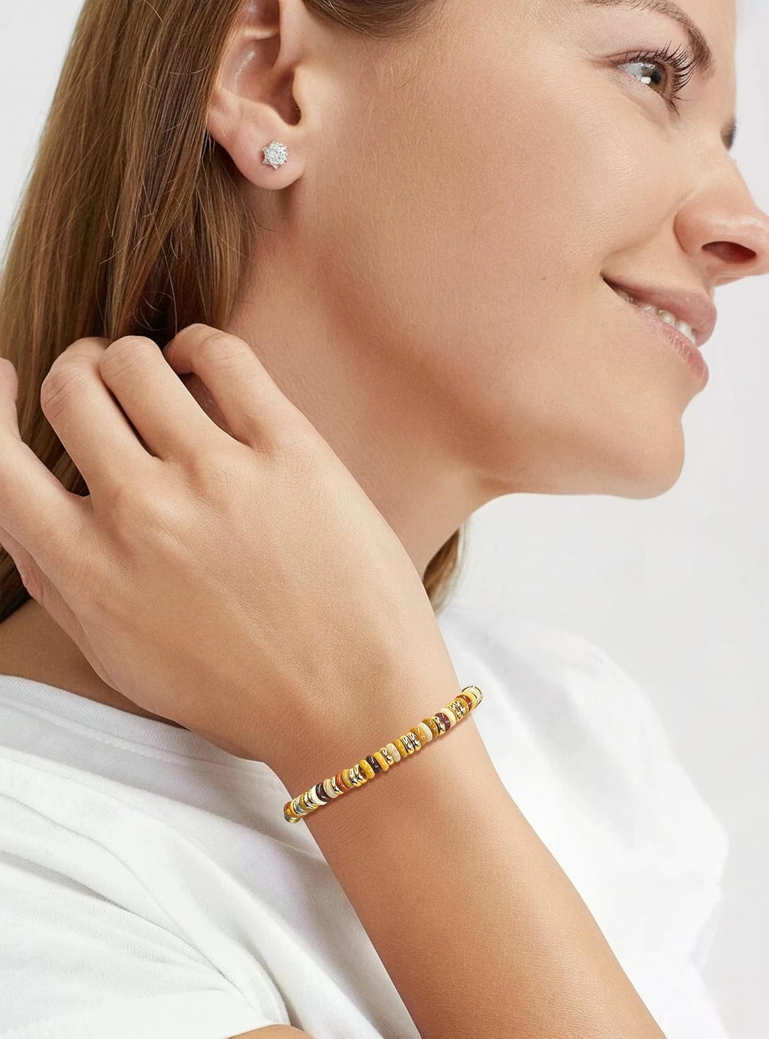 WOWORAMA Colorful Stone Beaded Bracelets for Women Brown Boho Beads Bracelet Handmade Round Stone Bead Bracelet Stackable Trendy Summer Jewelry - Image 7