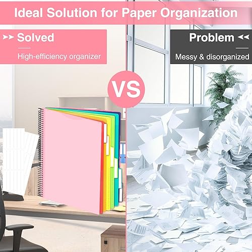 Vista 18 de Forvencer 24 Pocket Project Organizer, 1/3-cut Tab Binder Organizer with Sticky Labels, Multi Pocket Folder with Zipper Pouch, Folder Binder Spiral