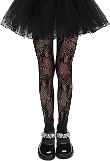 Girls Lace Fishnet Tights Toddler Sheer Patterned Stockings Hollow Dance Pantyhose for Kids Halloween Tights