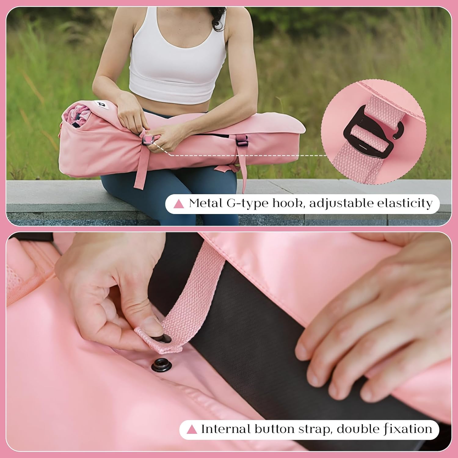 Tumaz Yoga Mat Bag | Padded Adjustable Shoulder Strap | Fits Up to 26" Mats | Multi-Pocket Storage for Essentials | Heavy-Duty G-Hook Closure | Lightweight & Durable for Yoga, Pilates & Fitness - Image 6