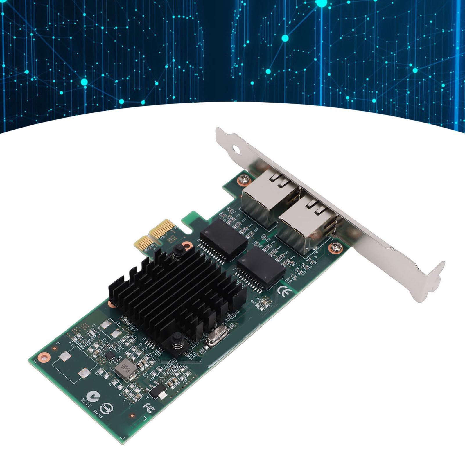 Cryfokt Scheda Di Rete Pcie Da 1 Gb, Adattatore Gigabit Ethernet Pci Express 2.0 X1 Con Doppia Porta Rj45 E Supporto Controller, Adattatore Di Rete Ethernet
