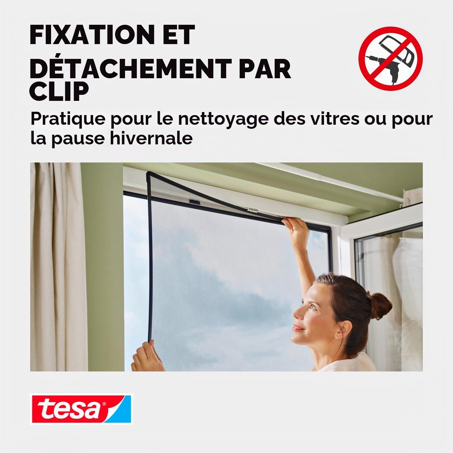 tesa Insect Stop Moustiquaire à Clipser - 1,0 x 1,2 m - Anthracite