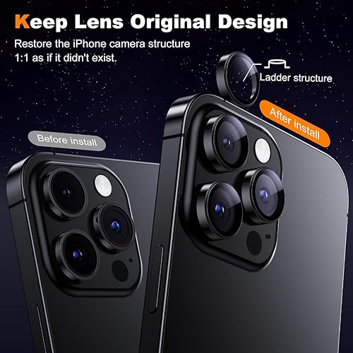 Miniatura 2 de Hoerrye 3+1 Protector de lente de cámara para iPhone 15 Pro MaxiPhone 15 Pro, Keep Lens Original Design Verdaderamente inastillable Protector de