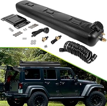 Yoursme 8-Gallon Pressurized Water Tank, Portable Camping Shower Water Storage with Spray Hose Roof Rack Mount for Pick-up Trucks & Off-Road Vehicles Overland Outdoor Activities Water Supply