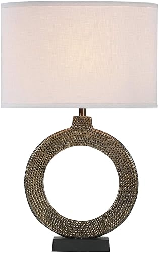 Miniatura 2 de Aspen Creative 40214-11A - Lámpara de mesa de metal de transición de 25 pulgadas de alto, acabado de latón antiguo y pantalla ovalada en blanco, 16