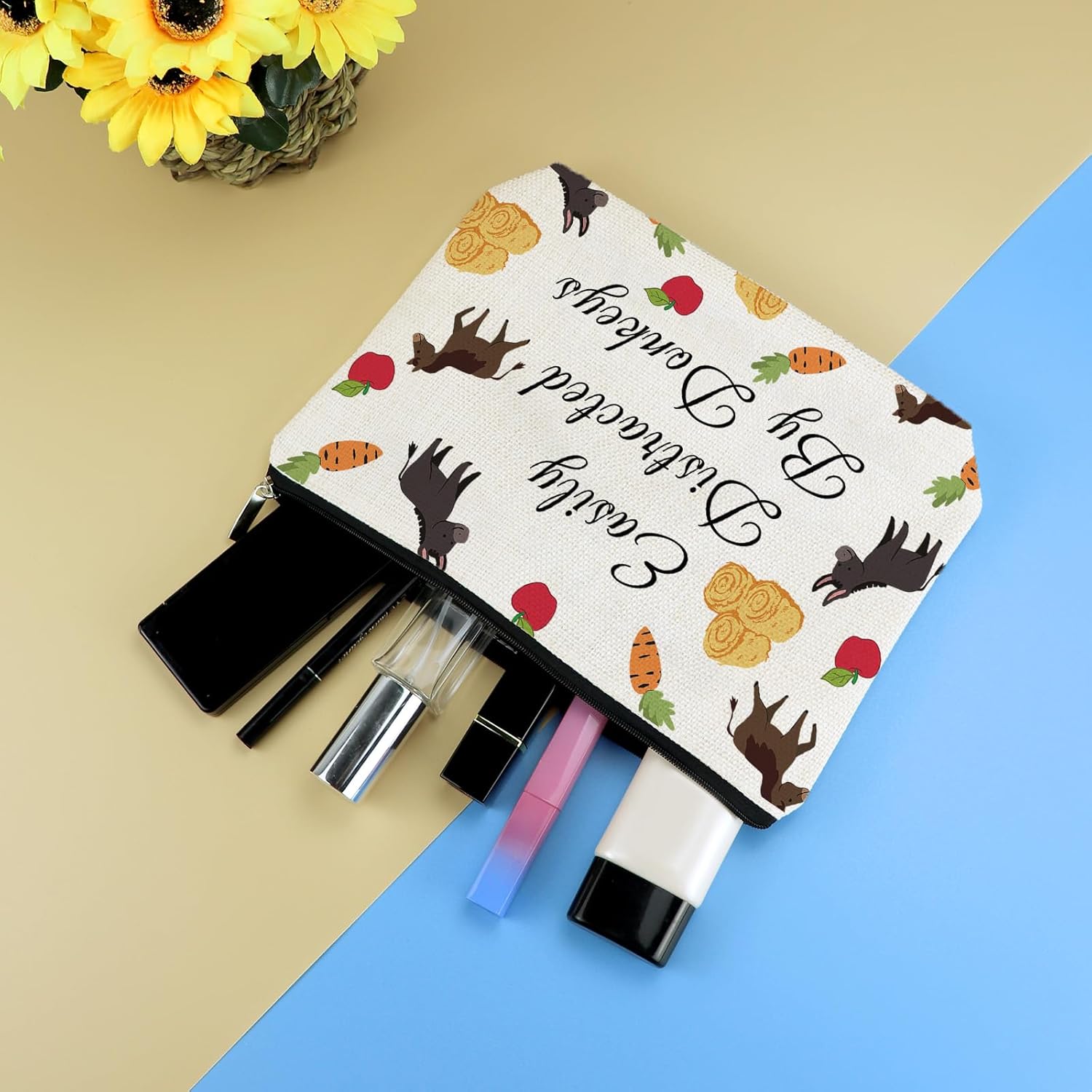 Donkeys Themed Cosmetic Bag Donkey Gift for Girls Women Funny Farmhouse Gift for Donkey Lover Owner Families Neighbors Friends Makeup Bags Animal Lover Gifts Travel Zipper Toiletry Bag - Image 4