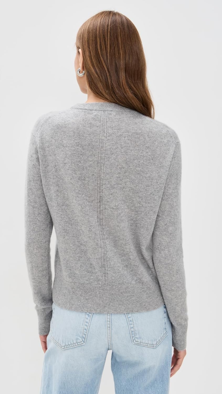 White & Warren Women's Cashmere Crew Pullover, Grey Heather, S - Image 4