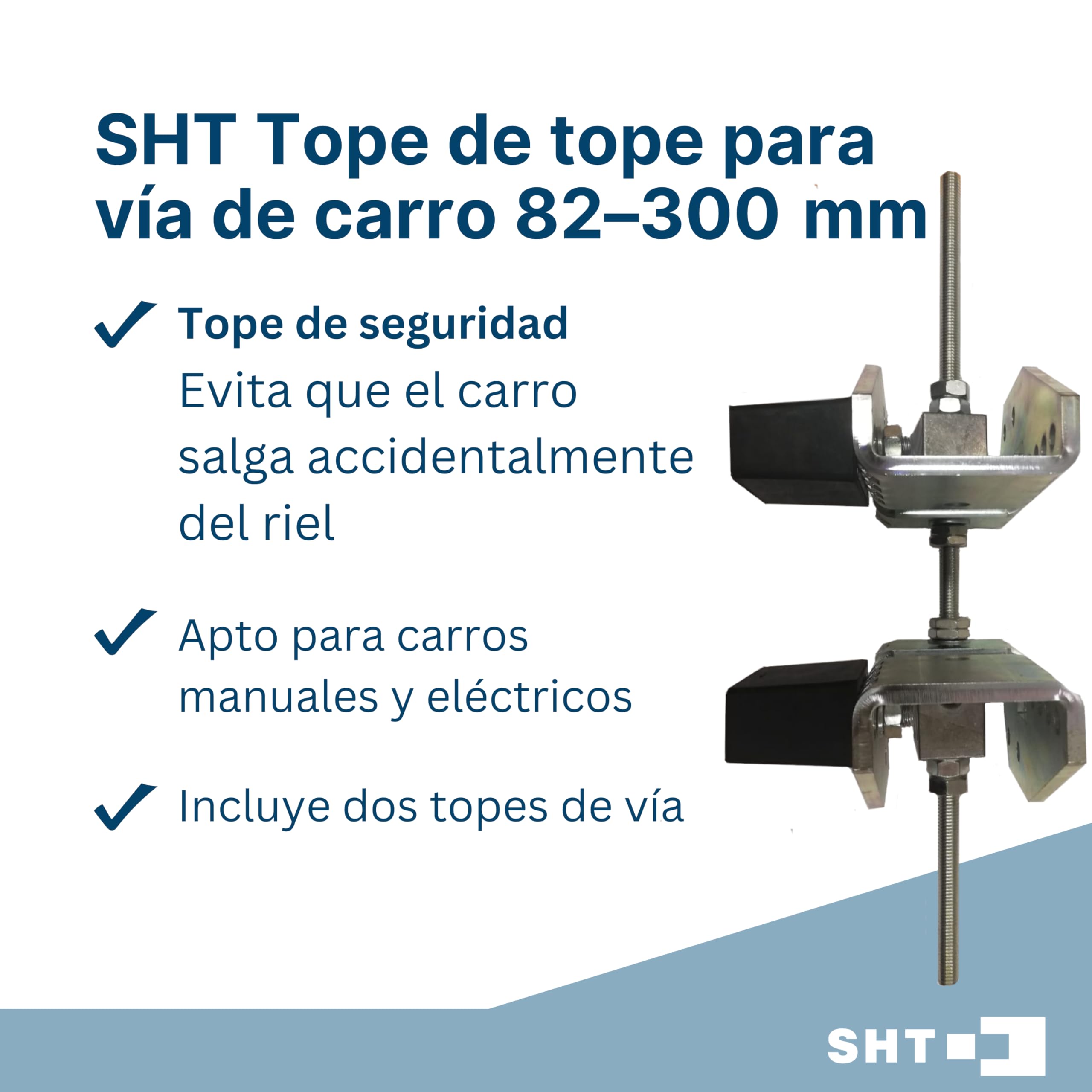 Set de 2 topes de carro SHT – Amortiguadores para carril de 82 a 300 mm – 2 unidades