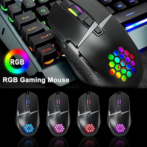 Miniatura 3 de Ratón con cable para videojuegos USB con cable retroiluminado USB para computadora ratones ergonómicos de escritorio portátil Mac PC ratón para