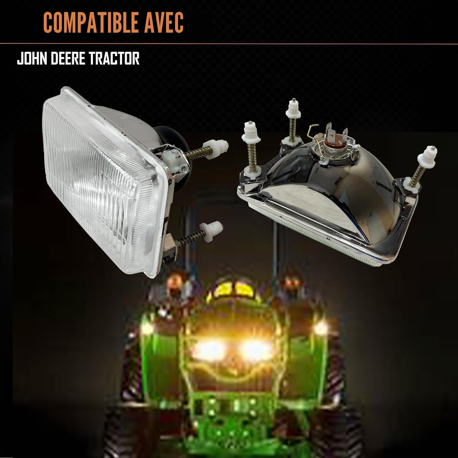 Ensemble complet de phares de tracteur avec ampoules 12 V pour feux de tracteur David Brown, John/Deere 7600 7700 7800 7610 7710 7810 6100 100 6200 6200 6300 64