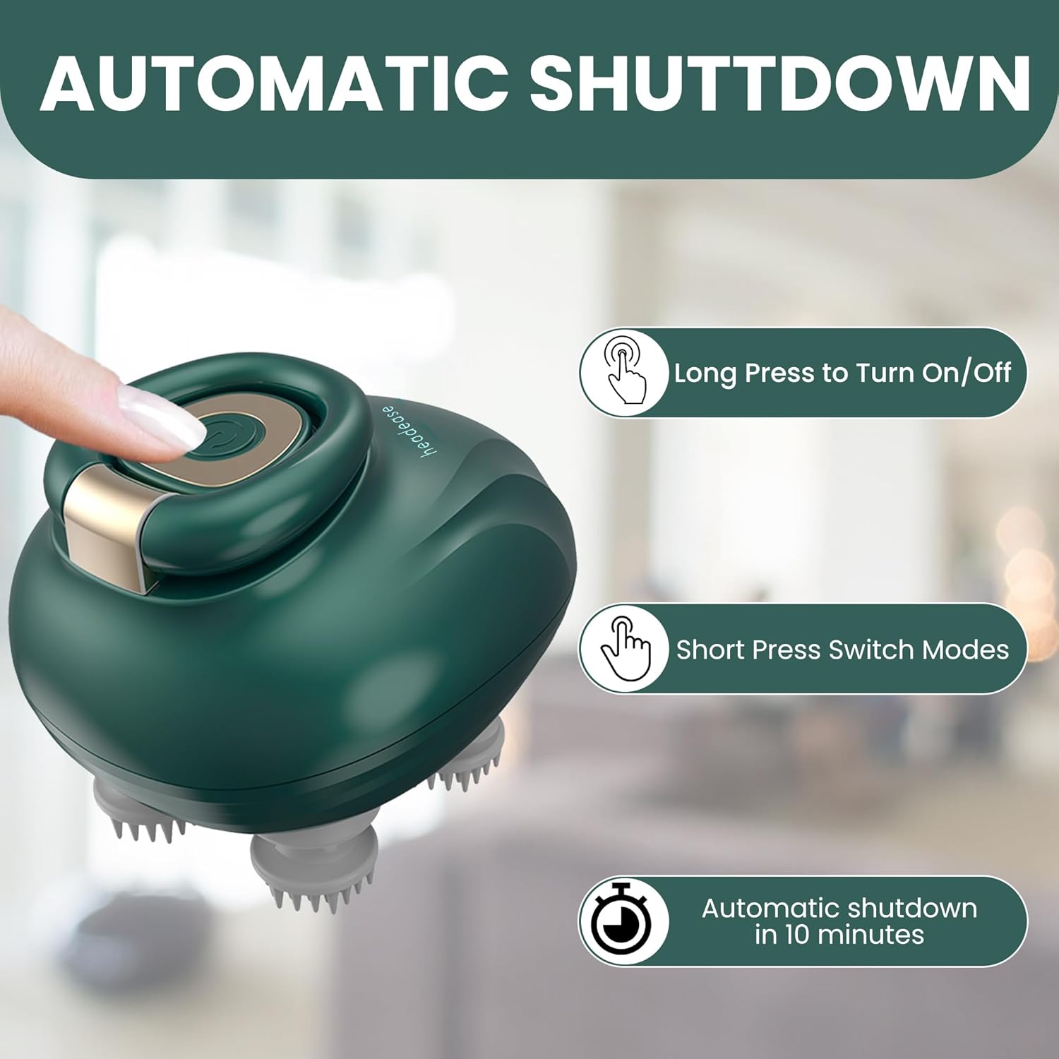 Rechargeable Waterproof Electric Scalp Massager | 96 Silicone Kneading Points | Handheld Vibrating Head Massager for Hair Growth (Green) Rechargeable Waterproof Electric Scalp Massager | 96 Silicone Kneading Points | Handheld Vibrating Head Massager for Hair Growth (Green)