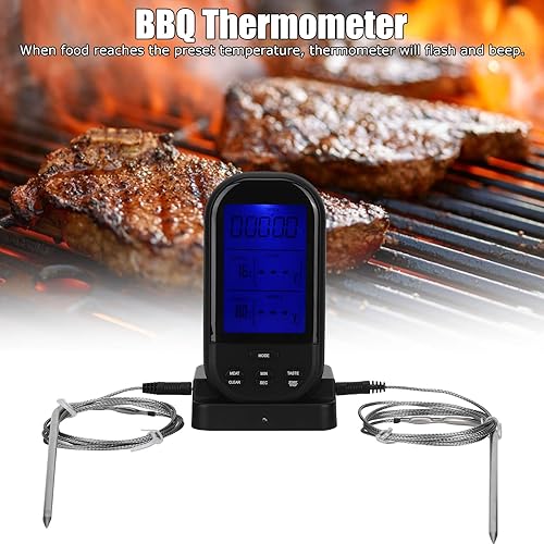 Miniatura 7 de Termómetro digital para alimentos, termómetro remoto inalámbrico para alimentos con sonda doble, accesorio para cocina, barbacoa, parrilla