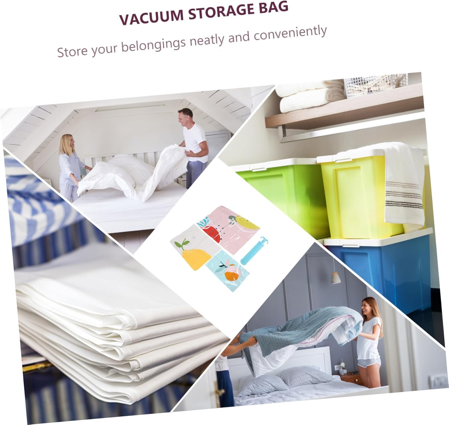 Vacuum Compression Bags with Manual Pump for Quilt Bedding Clothes Storage Space-saving Moisture and Dust Resistant Vacuum Seal Bags for Home Organization