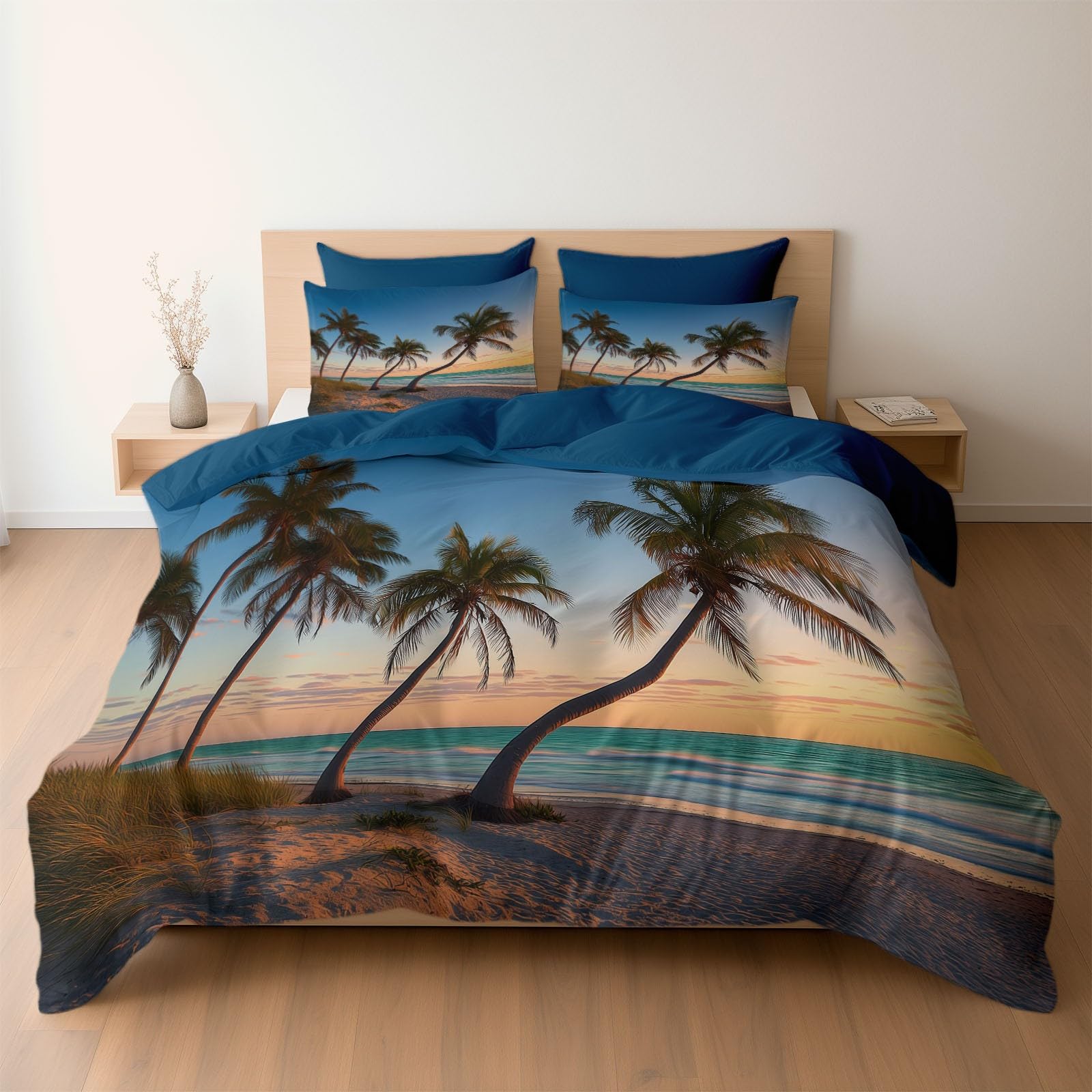 Parure de lit 2 personnes bleu l'été tropical s'invite dans votre chambre avec cette housse