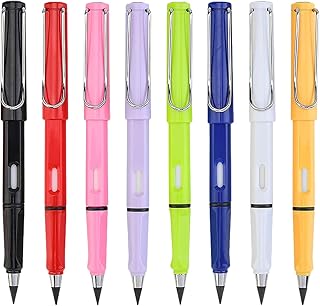 8 pçs lápis sem tinta, cabeça substituível de lápis eterno, caneta infinita, lápis vitalício, para estudantes de artista ou escritório, adequado para escrever desenho de arte de esboço