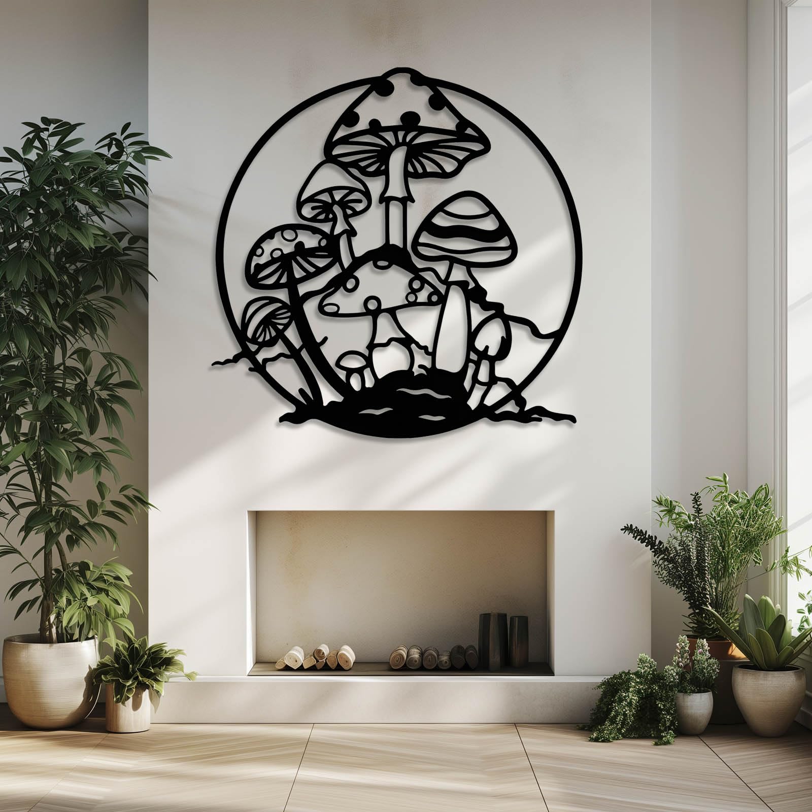 Decorazione da Parete in Metallo, Decorazione da Parete a Forma di Fungo, Decorazione da Parete in Stile Bohémien, Decorazione da Parete per Giardino, Decorazione da pare