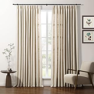 10 Office Curtain Ideas for Privacy and Soft Light Control 2 TWOPAGES Beige Pure Organic Cotton Curtain Panel, Pinch Pleated Beige Dr...