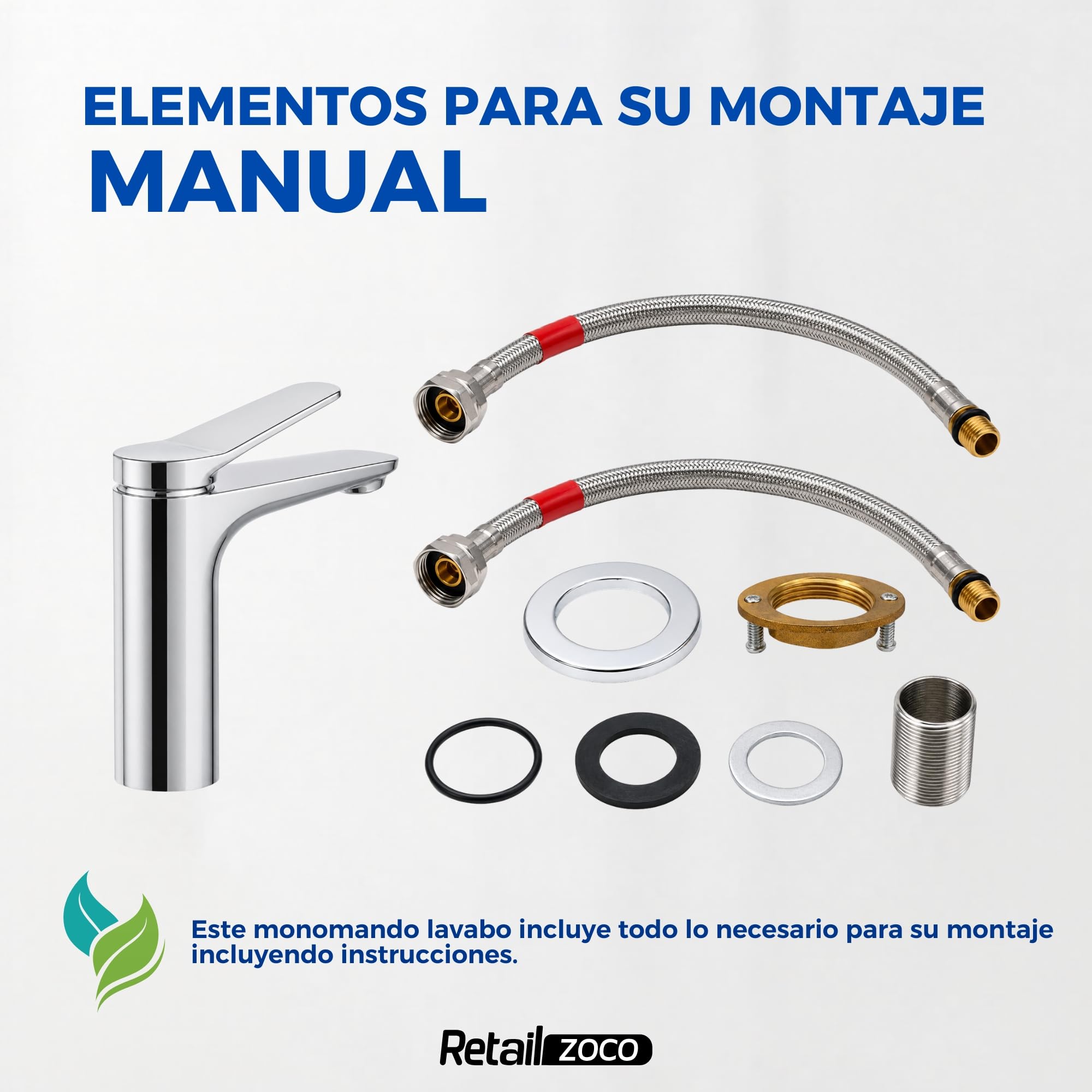 Grifo de Lavabo Monomando, Grifo Borras Colección Avance, con cartucho de doble step para el ahorro de energía y agua, Altura total de 138 mm, proyección del caño de 145 mm, acabado cromado