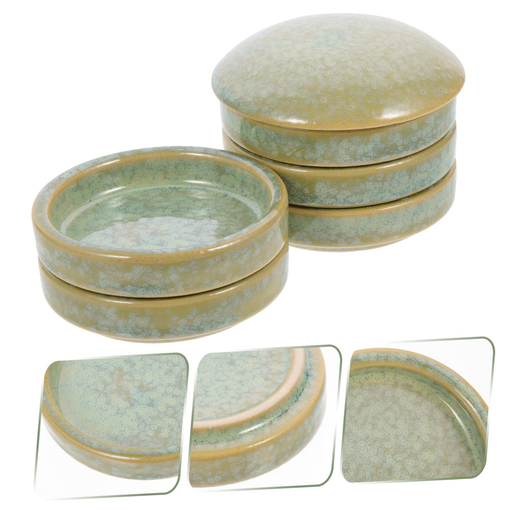 TEHAUX Palette en Céramique Verte à 5 Couches Empilable pour Peinture Plateaux de Pigments Pratiques et Multi-Couches, pour Artistes Débutants et Adultes