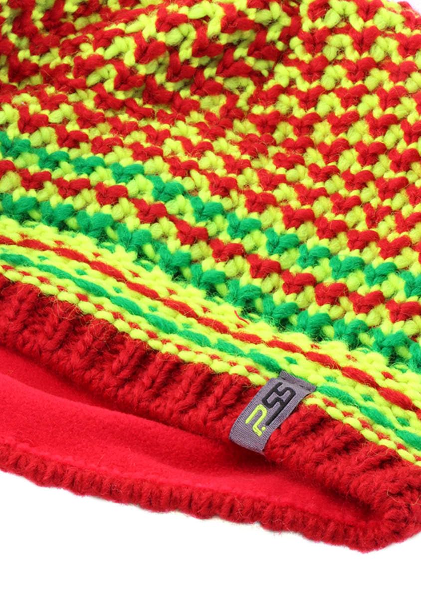 PSS StrickMütze mit Fleece Innenrand Gelb/Rot Größe OneSize