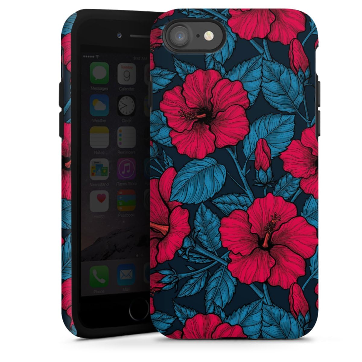 DeinDesign Coque Compatible avec Apple iPhone SE (2020) Coque renforcée Coque Antichoc Jungle Hibiscus Tropical
