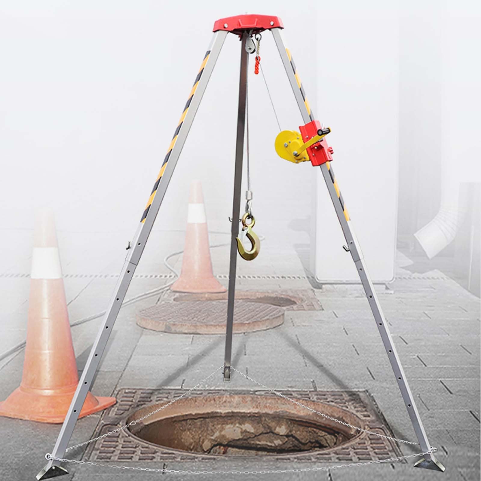 GDMEPMU Emergency Rescue Tripod System - Multifunctional Tripod Kit for Engineering Confined Spaces Self-Locking Winch 1200 1800 2600Lbs
