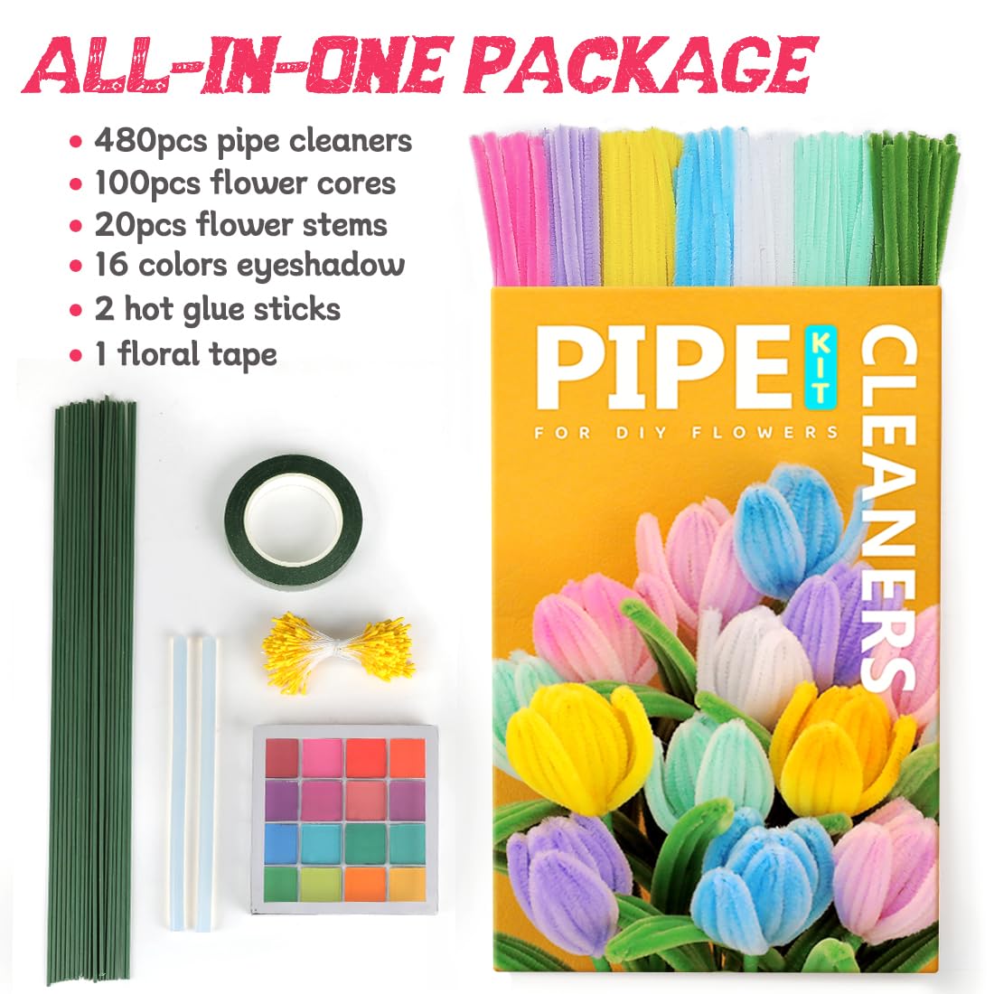 Amazon.co.jp: IOOLEEM パイプクリーナー 480個 マルチカラー フラワー