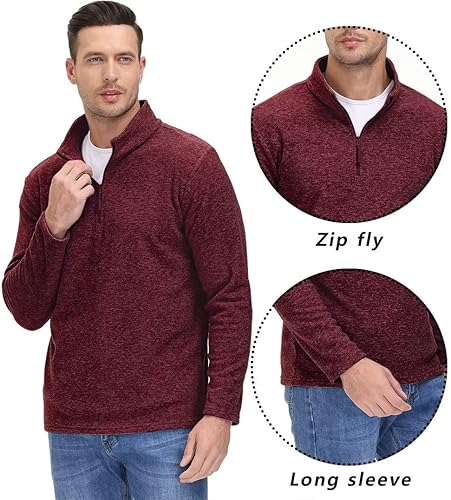 Miniatura 7 de TACVASEN Sudadera de manga larga con cremallera de un cuarto para hombre, sudadera de golf con cremallera de 14 para hombre, suéter térmico