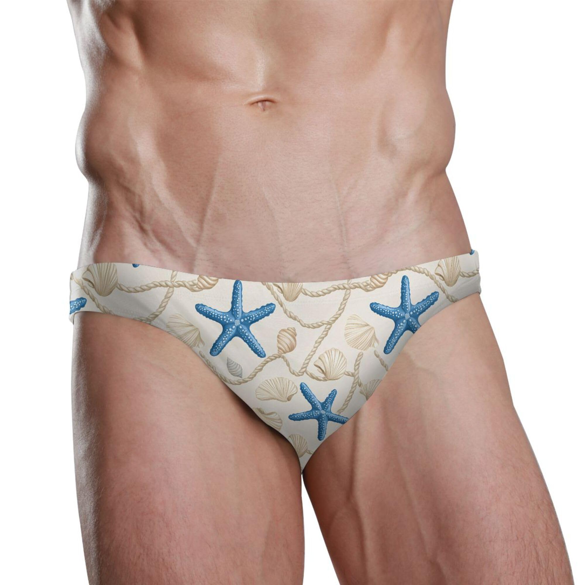 S Husky Blue Starfish Shell Swim Briefs for Men Bikini Swimwear Boys Short XXL B0404879