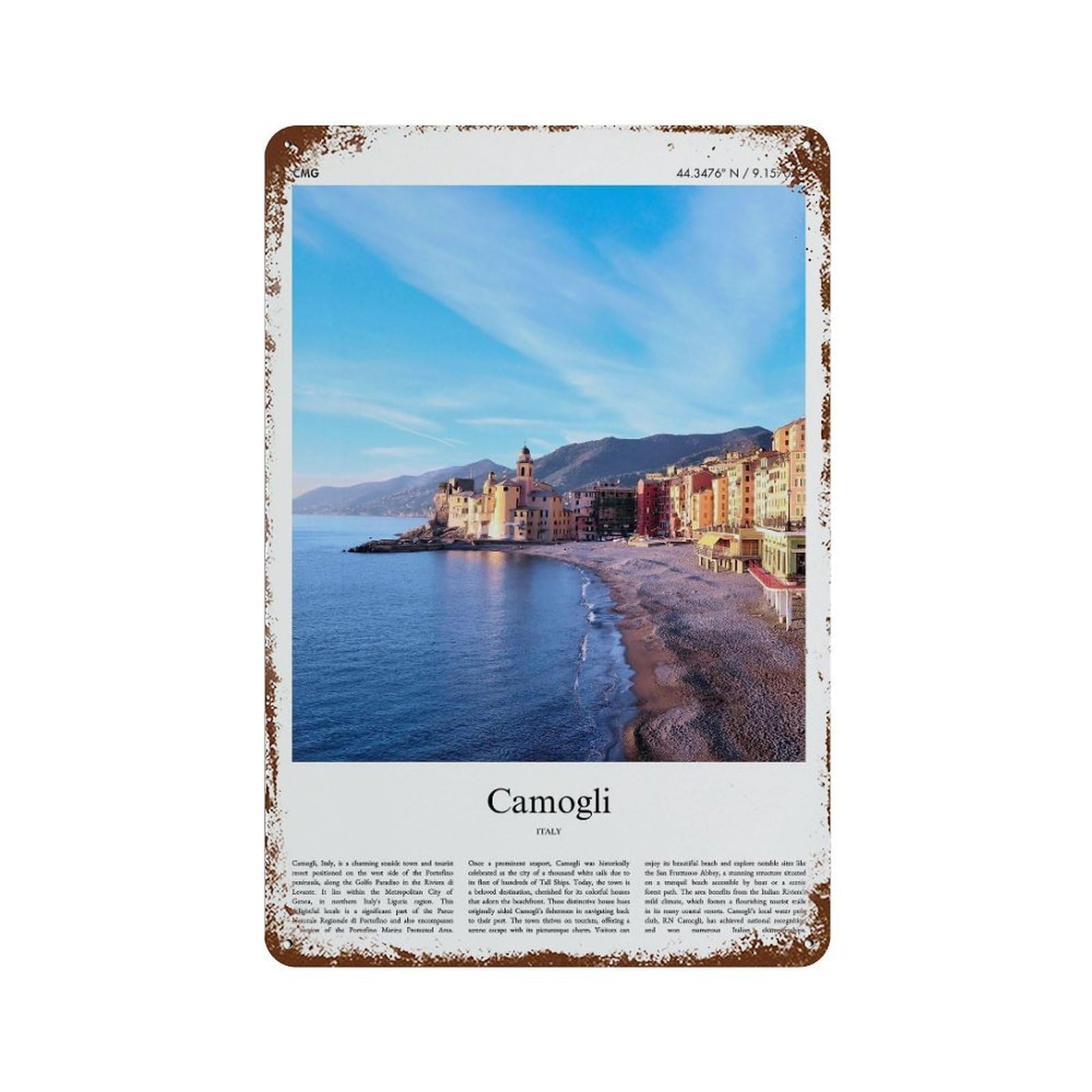 xiaoxiaoshen Camogli Italy City Scenery Wall Decor Art Metal Tin Poster Modern Home Decor Art Home Bar Shop Decorations Vintage Sign 30x20cm