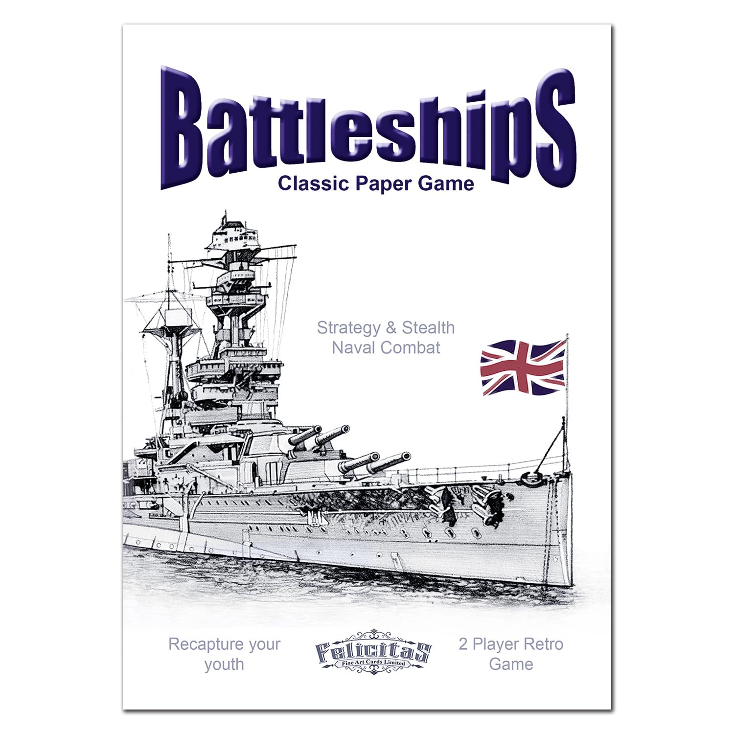Battleships Retro Paper Game, Relive the game of your youth, 20 Double-sided Grid Cards, Fun Classic Old Strategy WW2