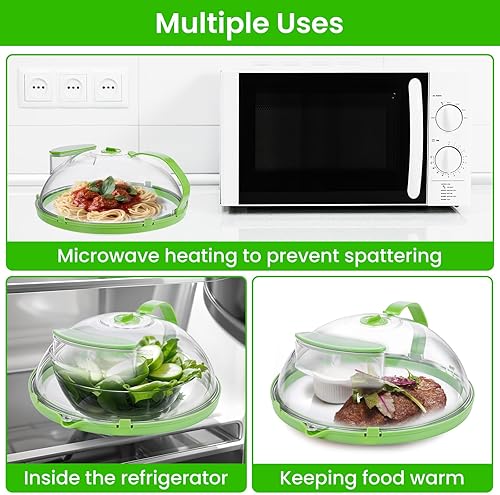 Miniatura 7 de Cubierta para salpicaduras de microondas con ventilación de vapor de 10 pulgadas, cubierta transparente para microondas con vapor de agua, cubierta