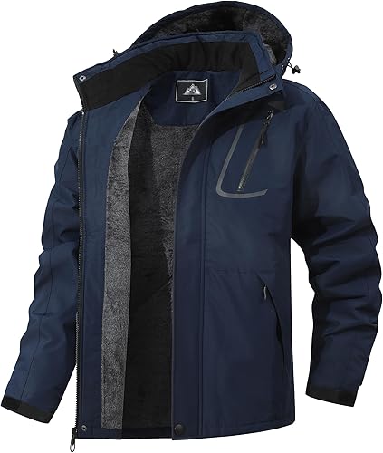 Chaqueta de invierno para hombre, cálida, de forro polar, para la nieve, impermeable, con capucha, ideal para esquiar y montaña