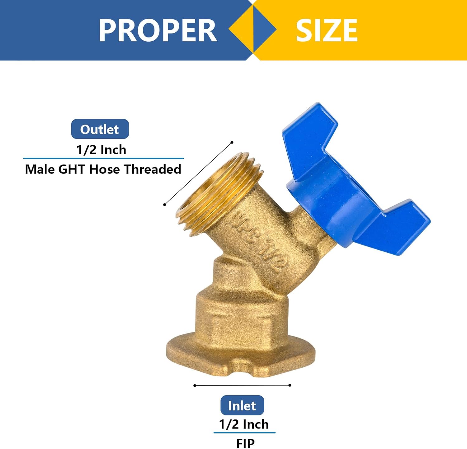 (Pack of 5) GUOFIS Sillcock Hose Bibb Valve,1/2 Inch FIP Inlet x 3/4 Inch MHT Outlet,Outdoor Faucet with Flange,1/4 Turn(SILLCOCK059)