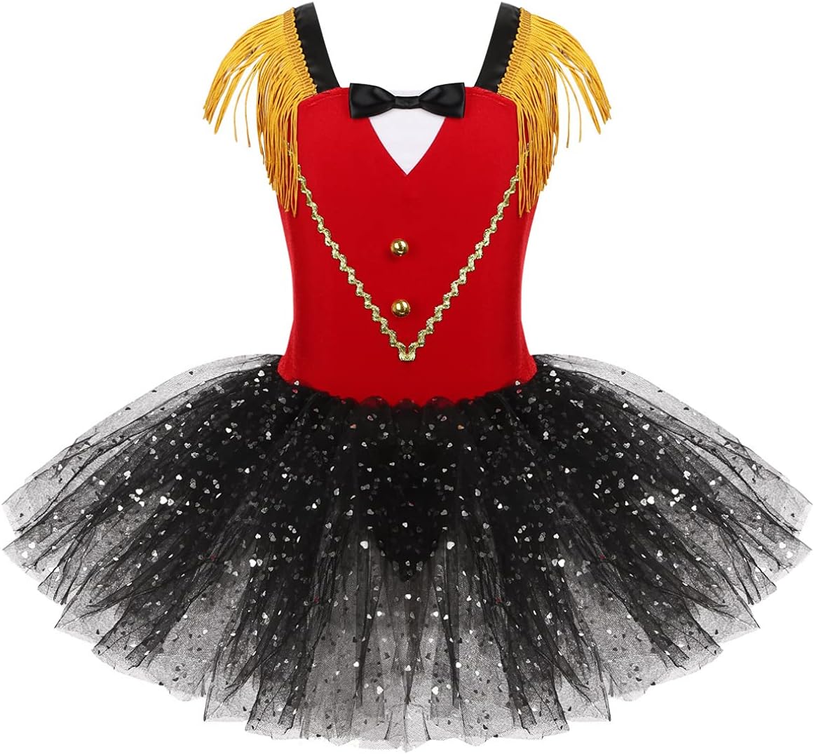 MoilyBig Girls Ringmaster Circus Show Costume Gentleman Texudo Bodice Tutu Dresss with Bow Tie