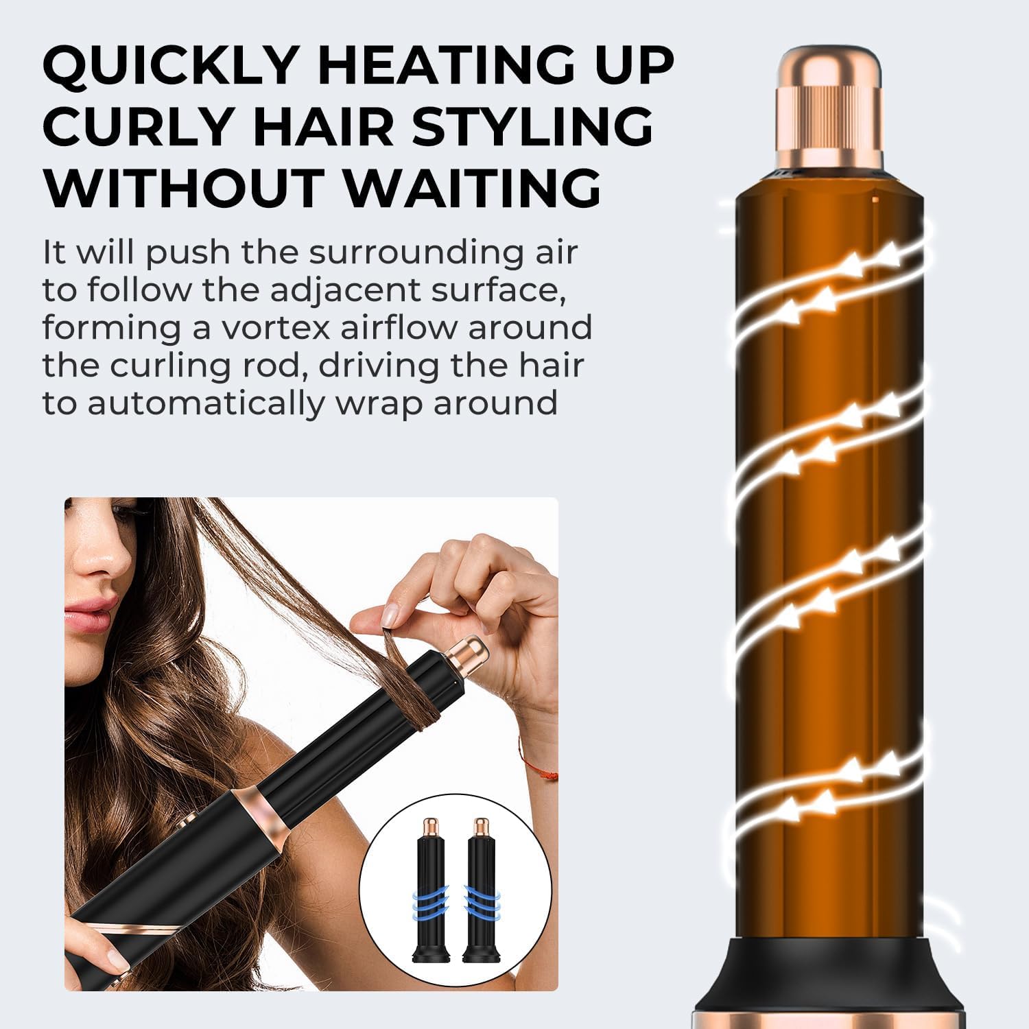 5 in 1 Airstyler Spazzola Asciugacapelli con 5 Accessori per Capelli Air Styler Phon Capelli ad Asciugatura Rapida Arricciacapelli Spazzola Capelli Ricci Lisci, Nero