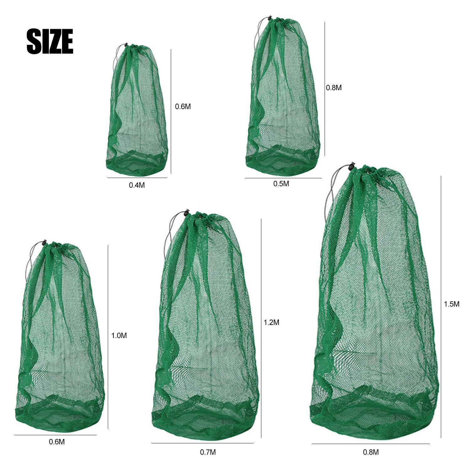 Bolsa de Red de Pesca Plegable de Nylon Malla Fina Gruesa Larga
