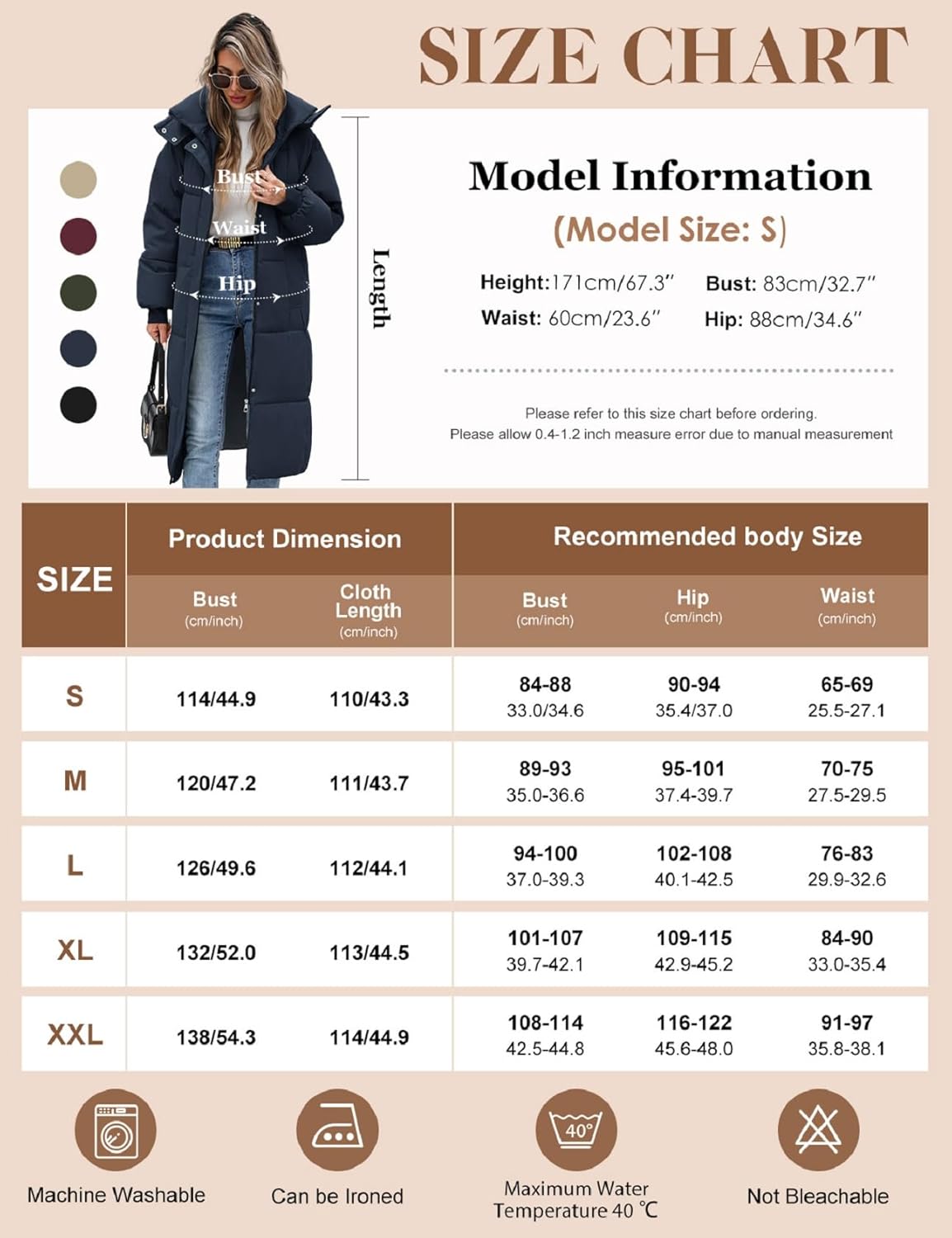 Women Long Puffer Coat Winter Warm Hooded Jacket Long Sleeve Parka Full Length Down Coats With Zip - Image 5