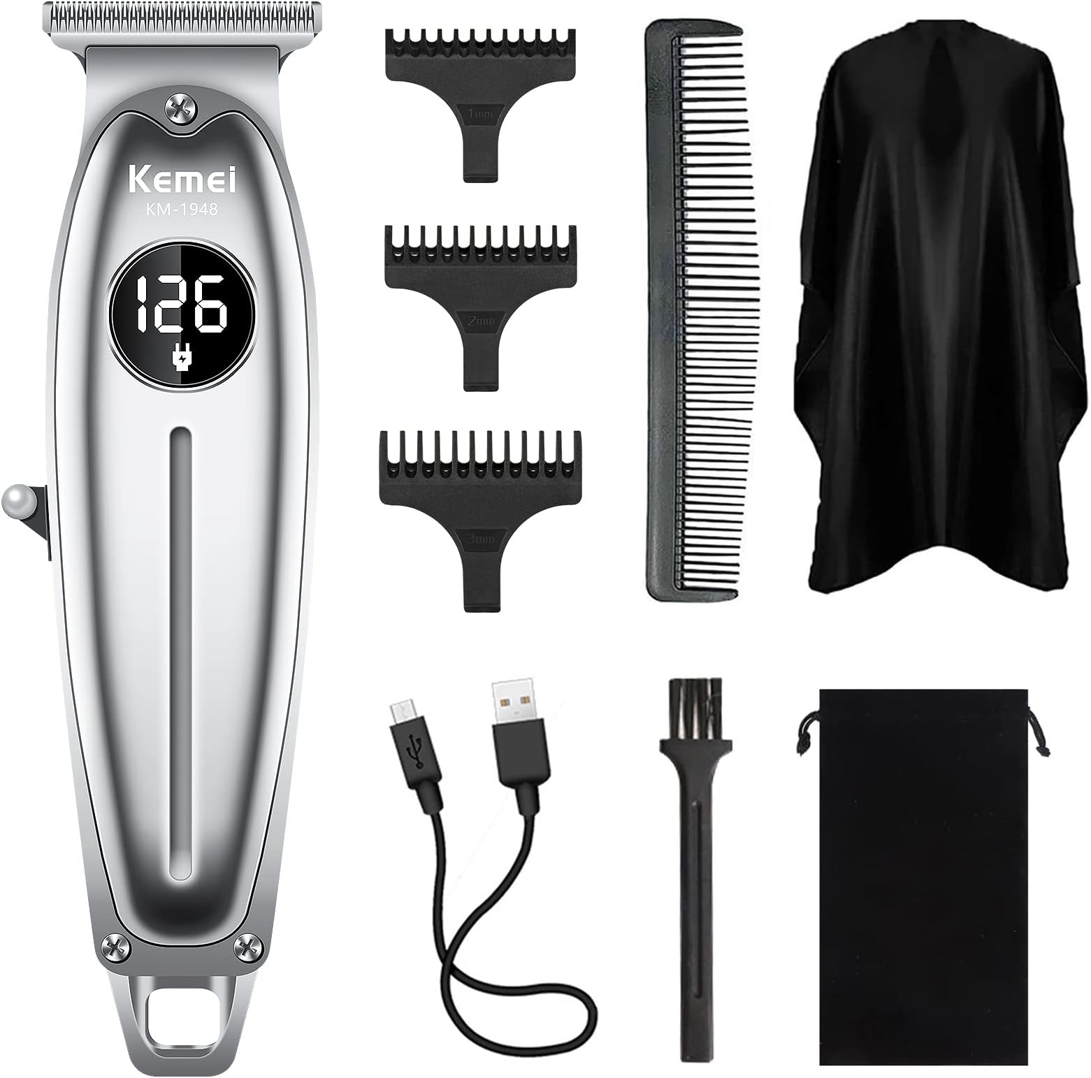 KEMEI Hair Trimmer for Men, KM-1949silver KM-1948silver KM-1948gold (km1948 Silver)