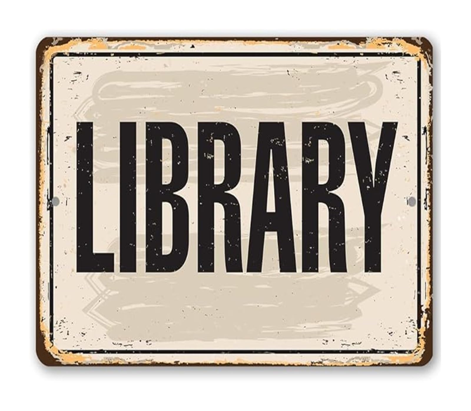 FNYUVNFAF Retro Aluminum Metal Sign with Library Design for Home Study Room Reading Nook or Office Decor (8 X 12 in)