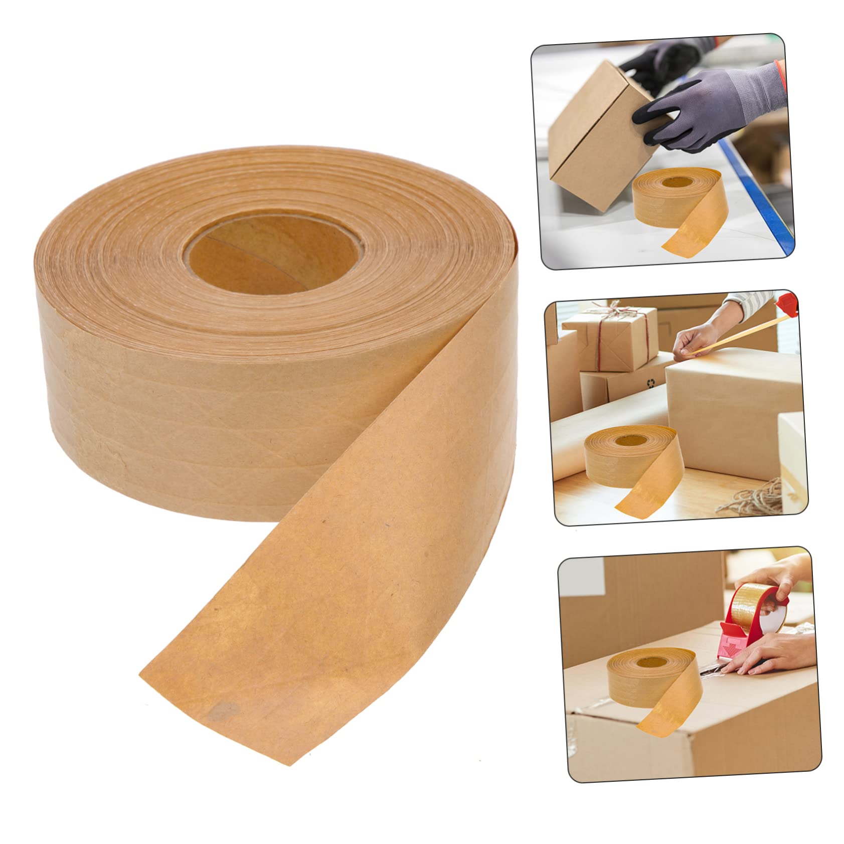 Uonlytech 3 Nastro per Pacchi Carta Kraft Adesione e Resistente Al Calore Scrivibile Ed Ecologico per Imballaggi e Sigillature Domestiche