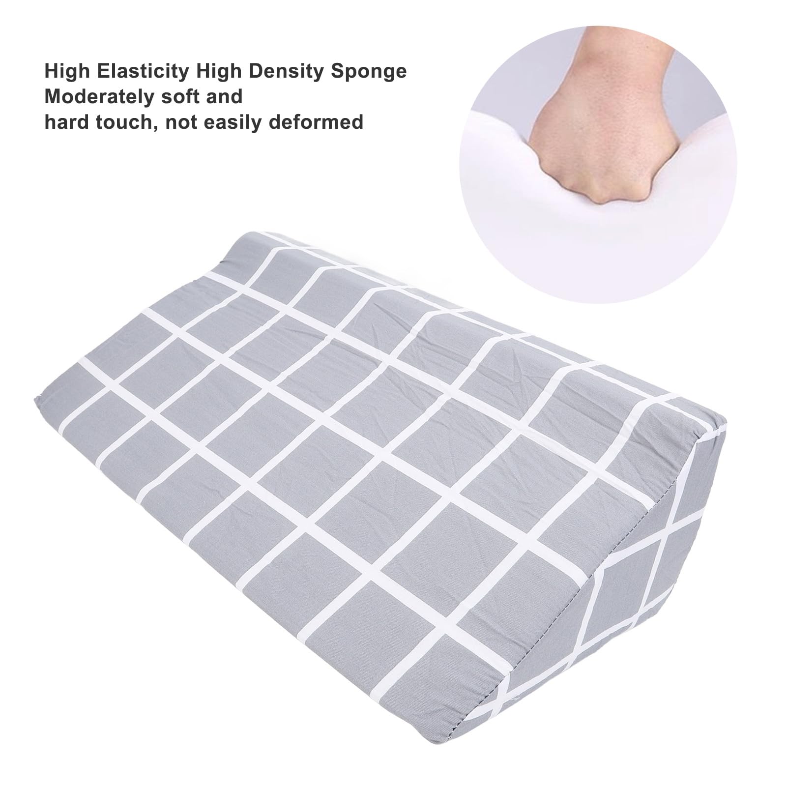 Wedge Pillow for Sleeping, Bed Wedge Pillow with High Density Foam, Triangle Pillow Wedge, Elevated Body Pillow for Back Support, Wedge Pillow for Back, Leg and Knee Support